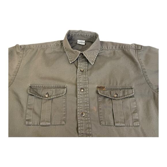 Vintage 90s Rainforest Cafe Cotton Men’s Medium Brown Canvas Button Down Shirt - Picture 14 of 16